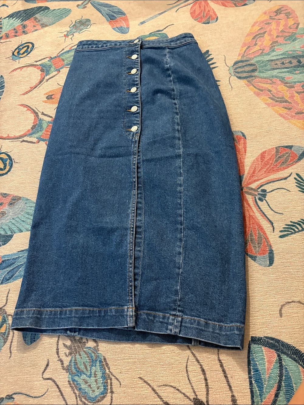 Free People Blue Denim Button-Front Women's Jeans Skirt